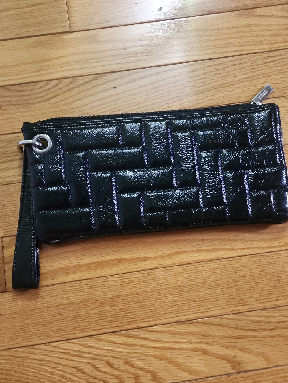 Hobo International Quilted Patent Leather Wristlet Clutch - Black